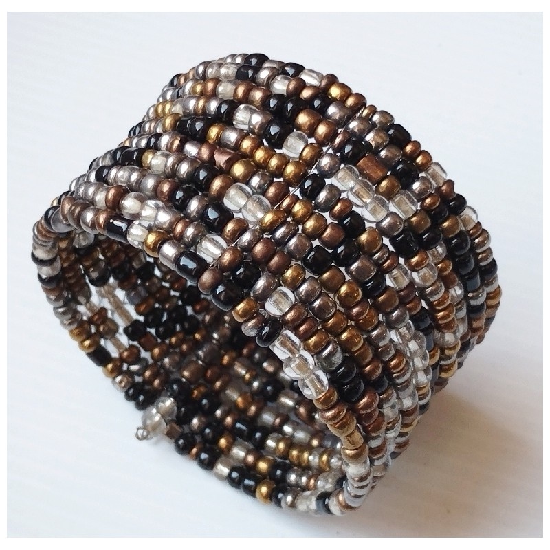 Bracelet femme gris noir dore multicolore