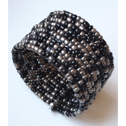 Bracelet femme noir et argenté