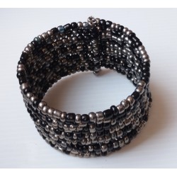 Bracelet femme noir et argent