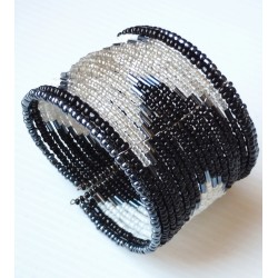 Bracelet femme noir gris blanc
