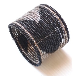 Bracelet femme noir argenté