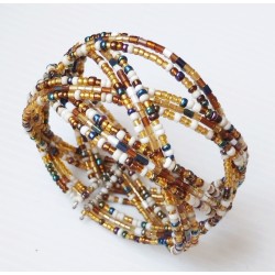 Bracelet femme torsadé blanc marron multicolore