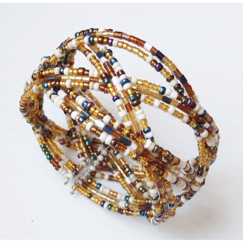 Bracelet femme torsadé blanc marron multicolore
