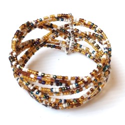 Bracelet femme torsadé blanc marron multicolore