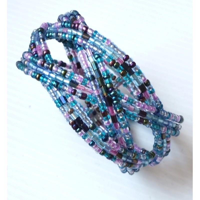 Bracelet femme torsadé violet bleu rose