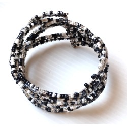 Bracelet femme torsadé noir blanc gris