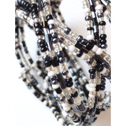 Bracelet femme torsadé noir blanc gris