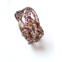 Bracelet femme torsadé violet jaune multicolore