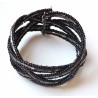 Bracelet femme torsadé noir argenté