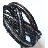 Bracelet femme torsadé noir argenté