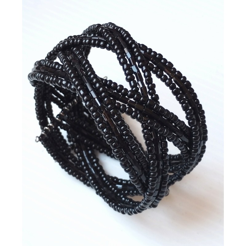 Bracelet femme torsadé noir
