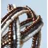 Bracelet femme torsadé blanc argenté marron