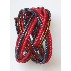 Bracelet femme torsadé rouge gris foncé