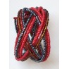 Bracelet femme torsadé rouge gris foncé