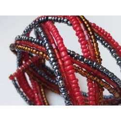 Bracelet femme torsadé rouge gris foncé