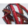 Bracelet femme torsadé rouge gris foncé