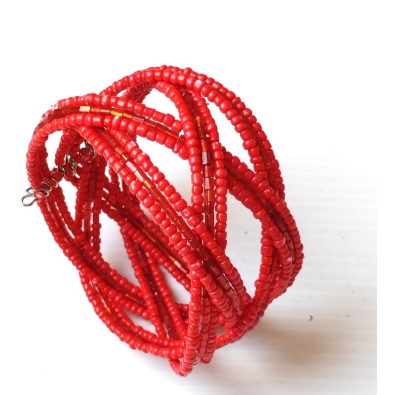 Bracelet femme torsadé rouge
