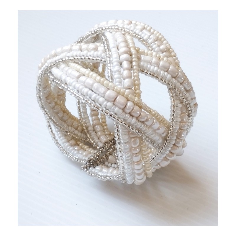 Bracelet femme torsadé blanc crème