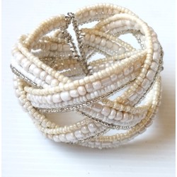 Bracelet femme torsadé blanc crème