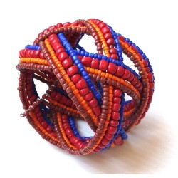 Bracelet femme torsadé rouge orange bleu