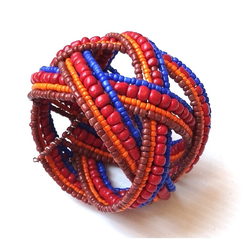 Bracelet femme torsadé rouge orange bleu