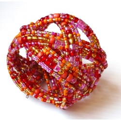 Bracelet femme torsadé rouge orange rose