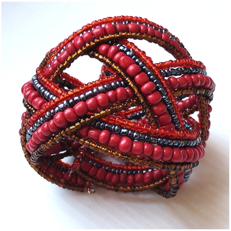 Bracelet femme torsadé rouge gris doré