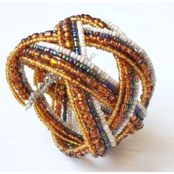 Bracelet femme torsadé jaune blanc multicolore