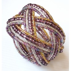 Bracelet femme torsadé violet jaune transparent