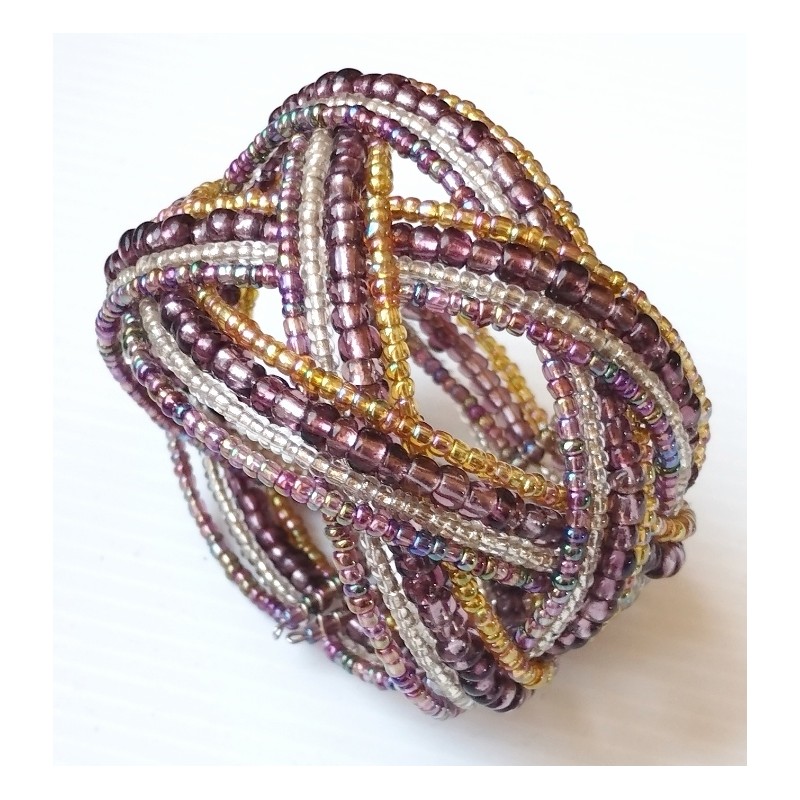 Bracelet femme torsadé violet jaune transparent