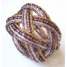 Bracelet femme torsadé violet jaune transparent