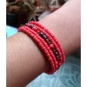 Bracelet femme fin en perles rouges et noires