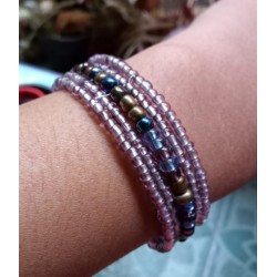Bracelet femme fin en perles violette
