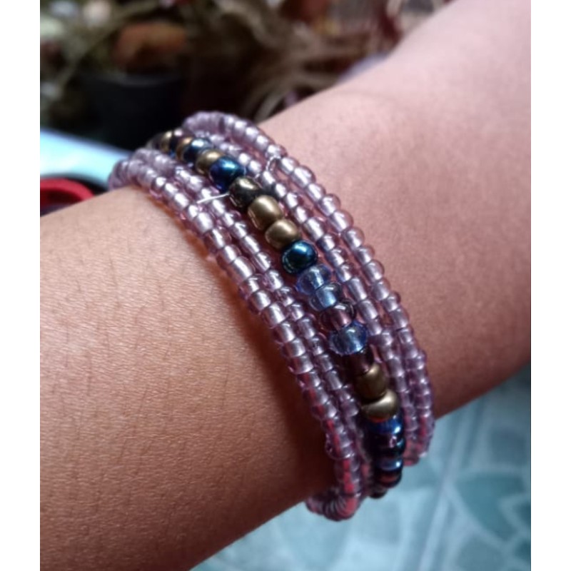 Bracelet femme fin en perles violette
