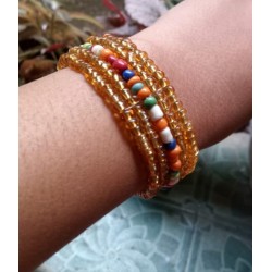 Bracelet femme fin en perles marrons claires multicolores