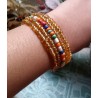Bracelet femme fin en perles marrons claires multicolores