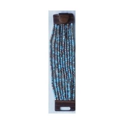 Bracelet femme fermoir en bois bleu turquoise gris