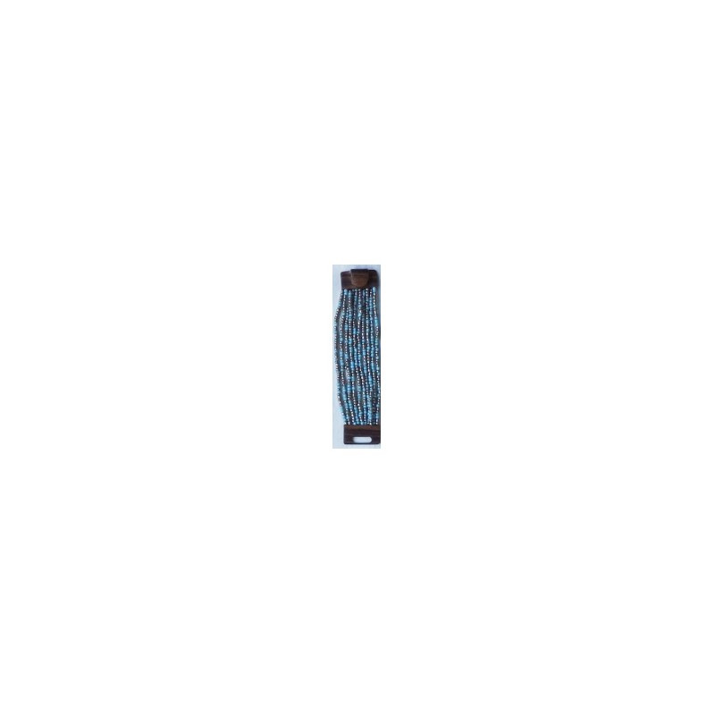 Bracelet femme fermoir en bois bleu turquoise gris