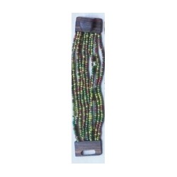 Bracelet femme fermoir en bois vert marron