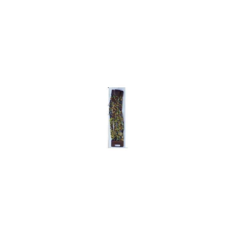 Bracelet femme fermoir en bois vert bleu marron