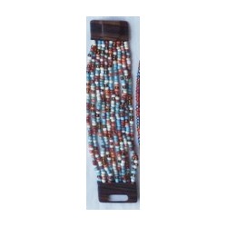 Bracelet femme fermoir en bois bleu blanc orange