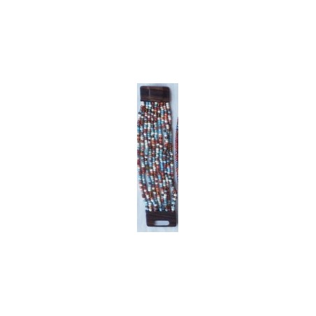 Bracelet femme fermoir en bois bleu blanc orange Bracelet femme fermoir en bois bleu blanc orange