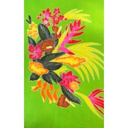 Paréo vert fleurs tropicales