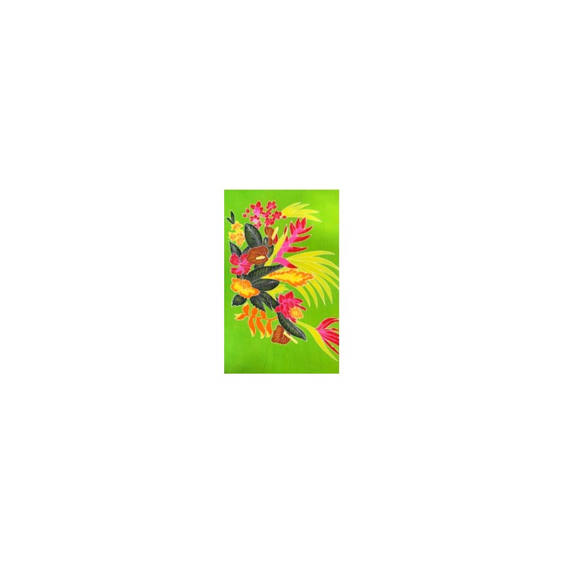 Paréo vert fleurs tropicales
