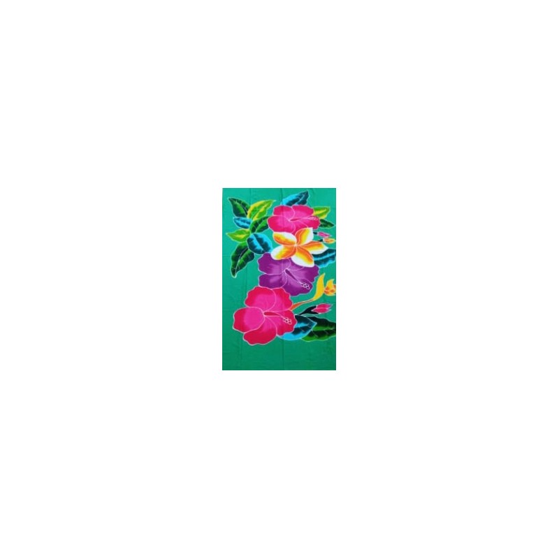 Paréo vert turquoise hibiscus