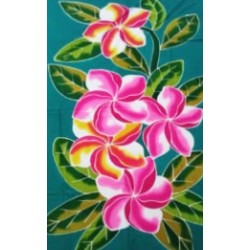 Paréo vert foncé fleurs de frangipanier