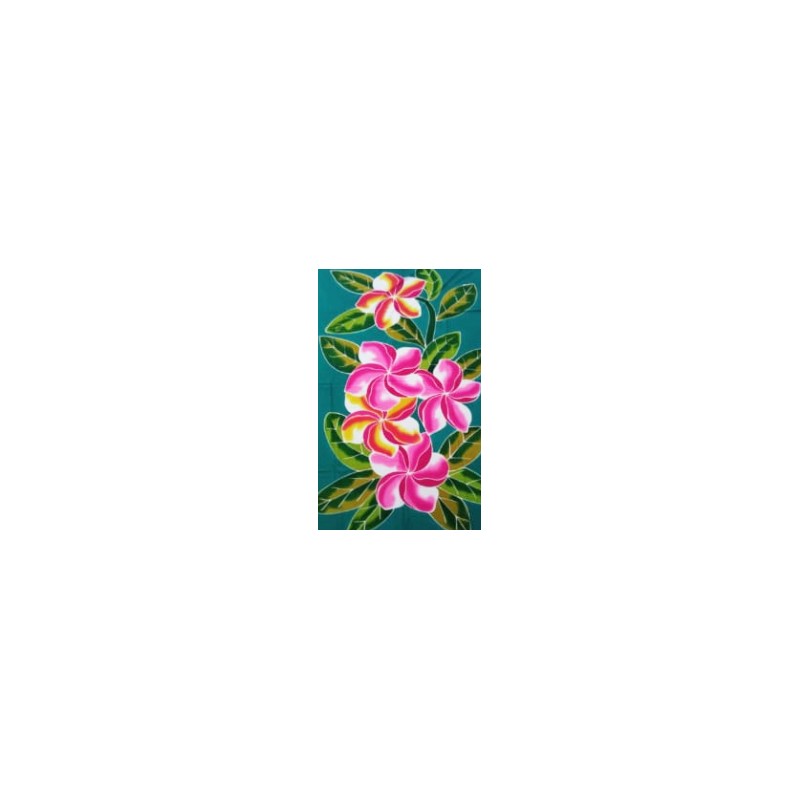 Paréo vert foncé fleurs de frangipanier