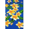 Paréo bleu fleurs de frangipanier jaune