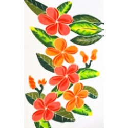 Paréo blanc fleurs de frangipanier rouge orange
