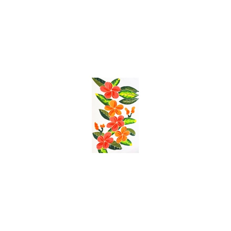 Paréo blanc fleurs de frangipanier rouge orange